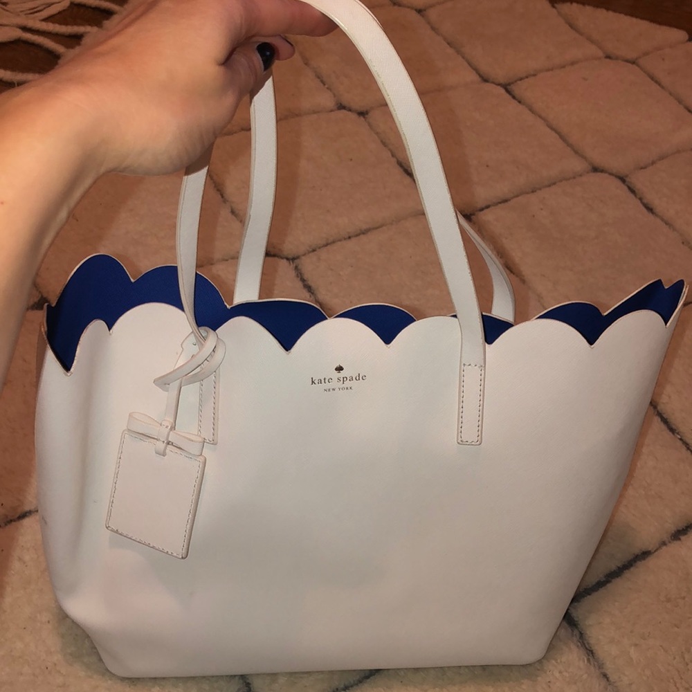 White Kate Space Scalloped Tote